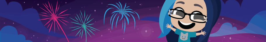 Celebratory blog header featuring RoryPlays and fireworks.